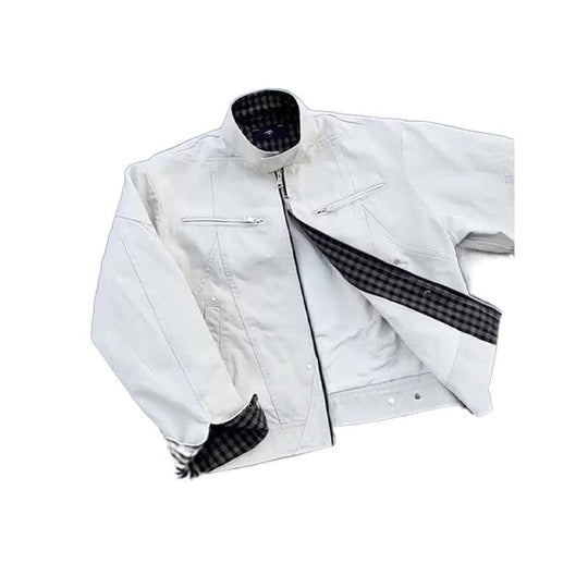Herren urbane Bomberjacke mit karierter Innenfütterung und Reißverschlusstaschen Nord Taschen