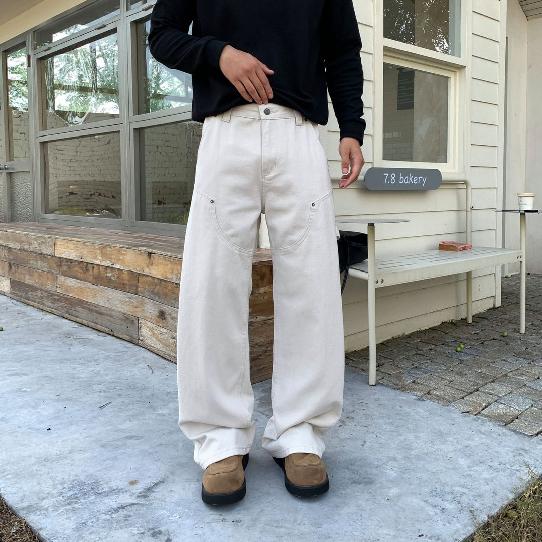 Herren Lockere Cargo-Hose mit weitem Bein und aufgesetzten Rundtaschen Nord Taschen