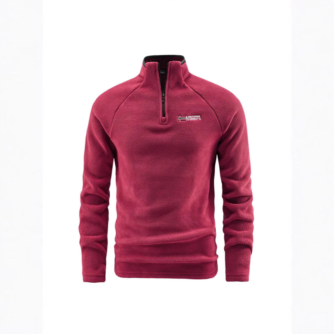 Herren Fleece-Halbzip-Pullover mit hohem Stehkragen und Raglanärmeln Nord Taschen