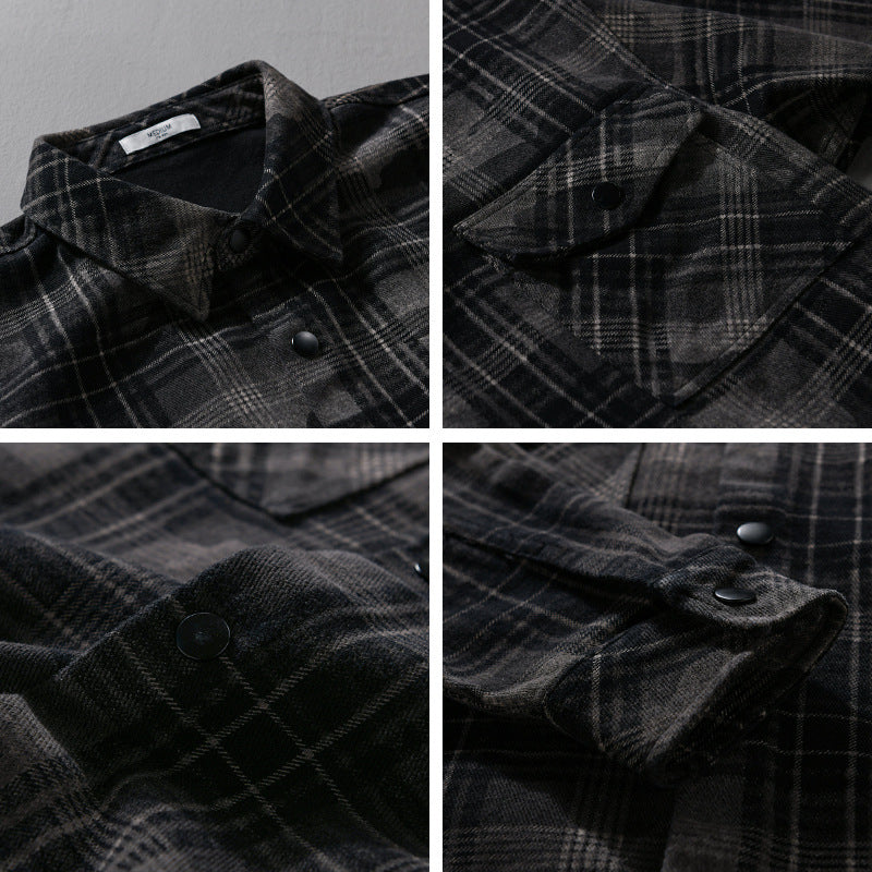 Herren Kariertes Overshirt aus flauschigem Flanell mit Brusttaschen Nord Taschen