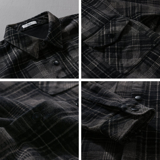 Herren Kariertes Overshirt aus flauschigem Flanell mit Brusttaschen Nord Taschen