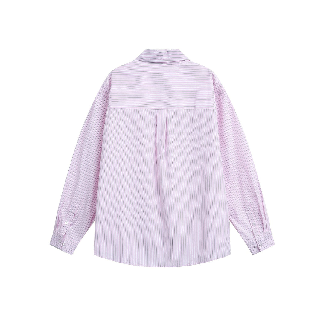 Damen Oversize-Hemdbluse mit feinen Streifen, Kentkragen und Brusttasche Nord Taschen