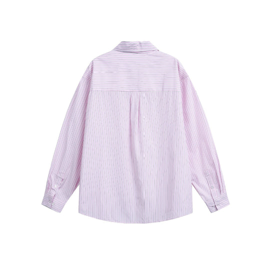 Damen Oversize-Hemdbluse mit feinen Streifen, Kentkragen und Brusttasche Nord Taschen