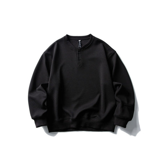 Unisex Waffelstrick-Henley-Sweatshirt im Oversize‑Cut mit Knopfleiste Nord Taschen