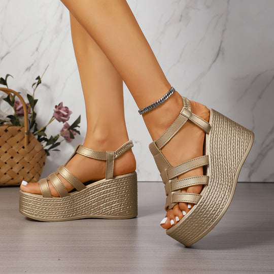 Damen Wedge-Sandalen mit elegantem Riemendesign und Komfort-Fußbett