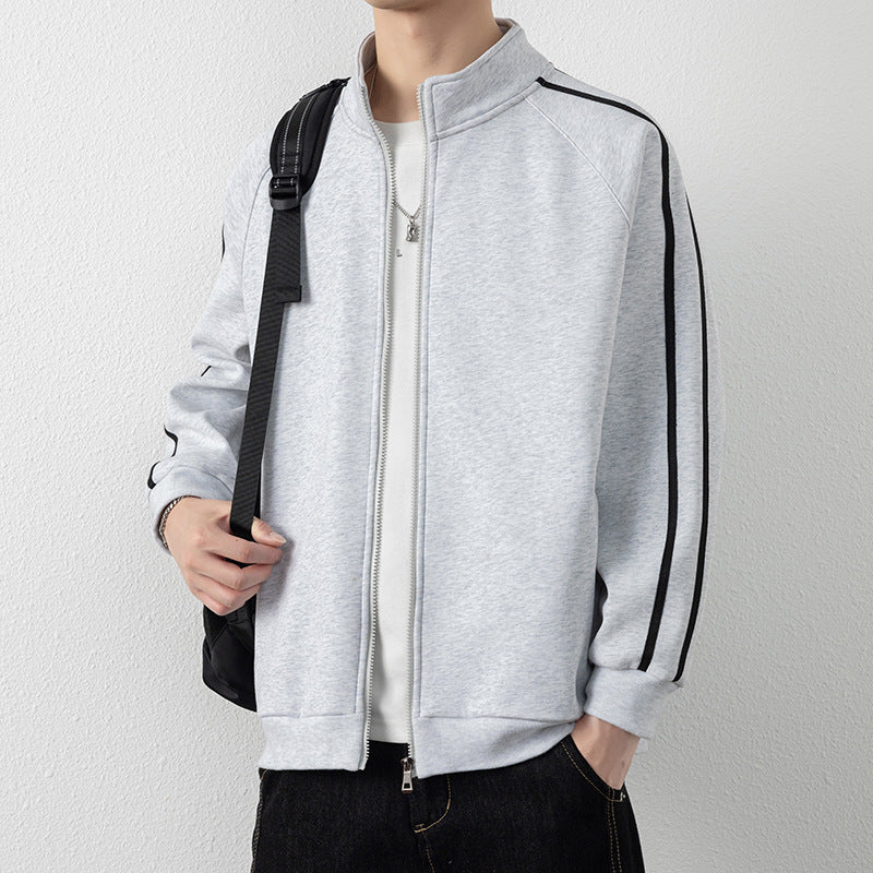 Herren Freizeit-Trainingsjacke mit Stehkragen, Reißverschluss und Kontraststreifen Nord Taschen
