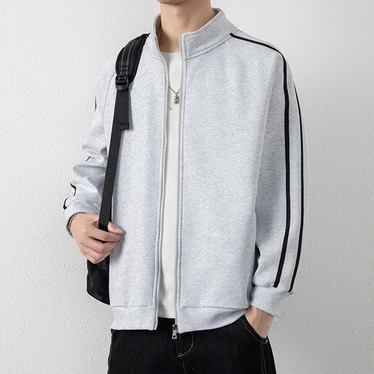 Herren Freizeit-Trainingsjacke mit Stehkragen, Reißverschluss und Kontraststreifen Nord Taschen