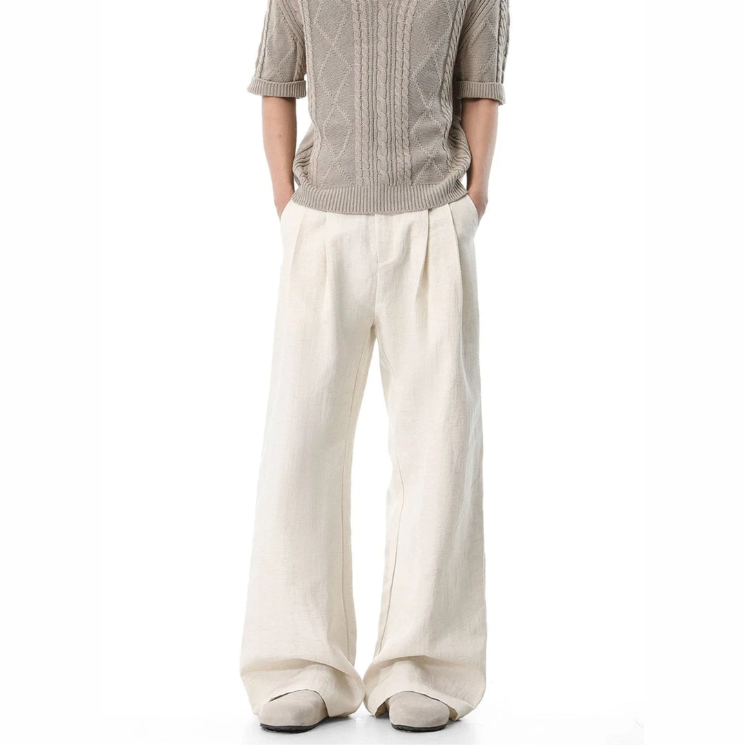 Damen Weit geschnittene Leinenhose Nord Taschen