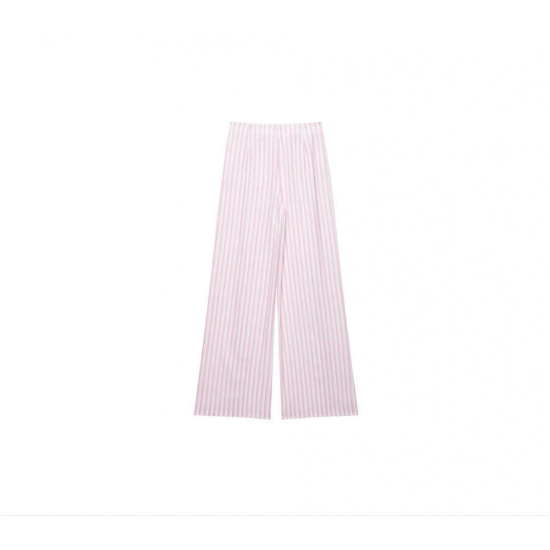 Damen Weite High‑Waist Palazzohose mit Tunnelzug und feinem Streifenmuster Nord Taschen