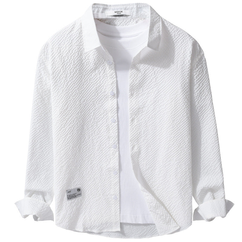 Herren Struktur-Leichthemd im Layering-Style mit Crinkle-Optik und gerundetem Saum Nord Taschen
