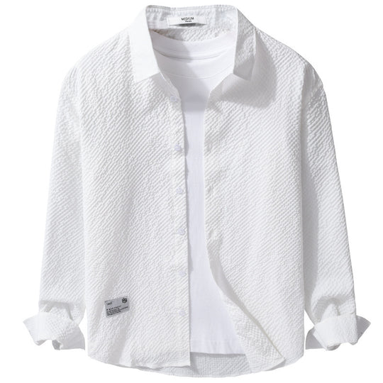 Herren Struktur-Leichthemd im Layering-Style mit Crinkle-Optik und gerundetem Saum Nord Taschen