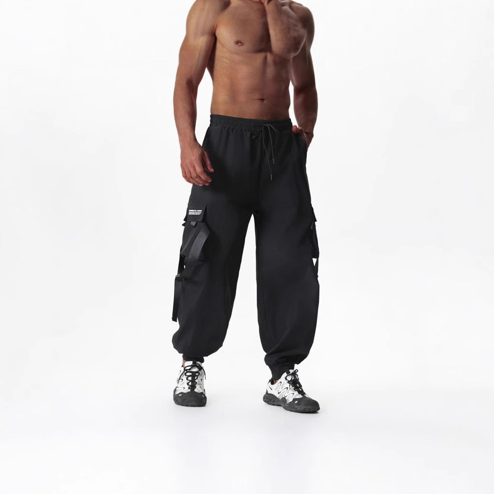 Herren Utility-Cargo-Jogginghose mit Tunnelzug, Beinschnallen & Mehrfachtaschen Nord Taschen