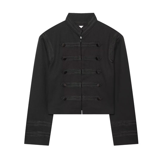Damen Cropped‑Militärblouson mit Stehkragen, Zierborten und dekorativen Knopfdetails Nord Taschen