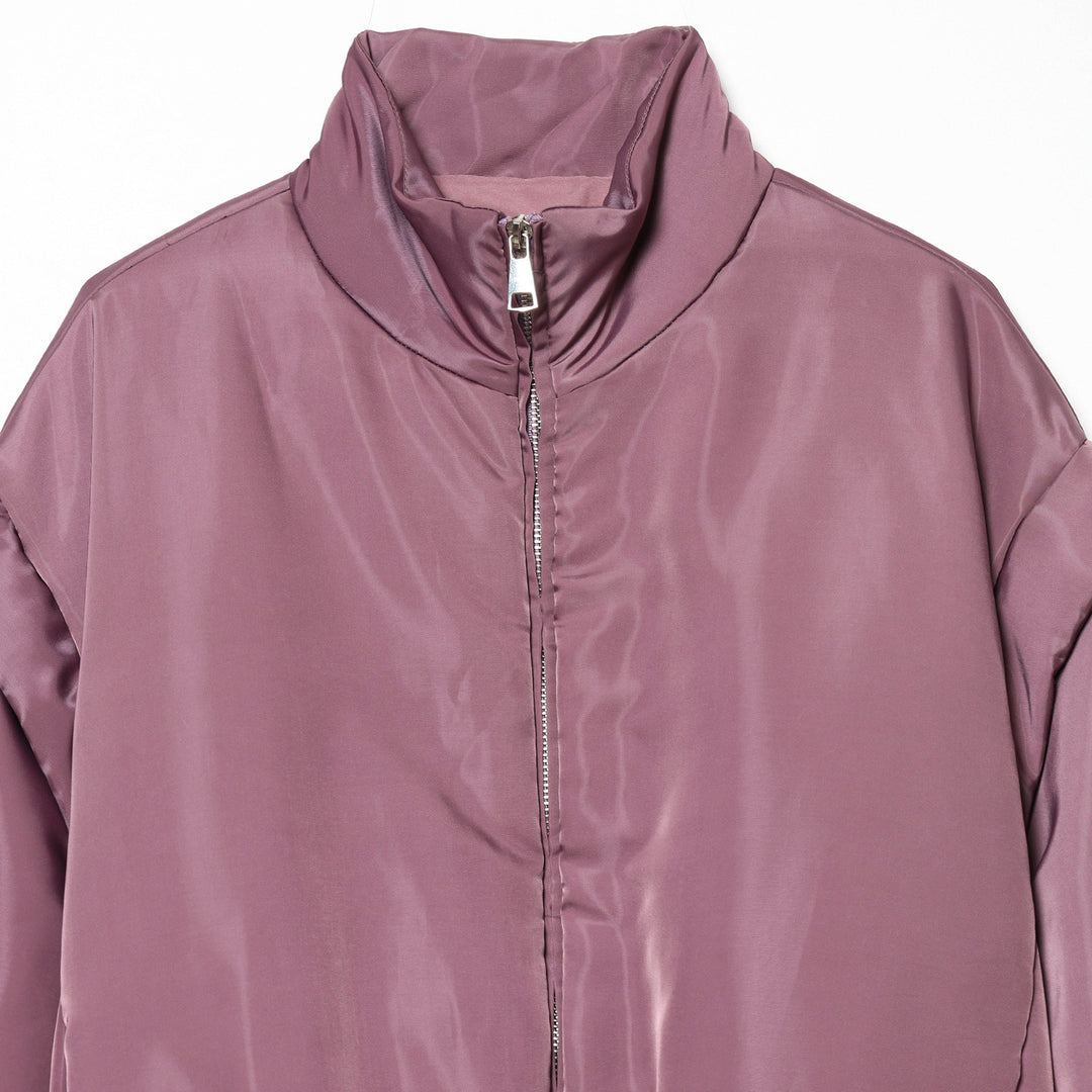 Damen Kurze gesteppte Cropped-Übergangsjacke mit Stehkragen, wattierter Fütterung und elastischem Saum Nord Taschen