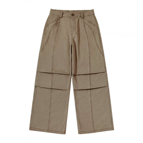 Damen weite Cargo‑Hose mit Stufennaht, hoher Taille und breitem Bein Nord Taschen