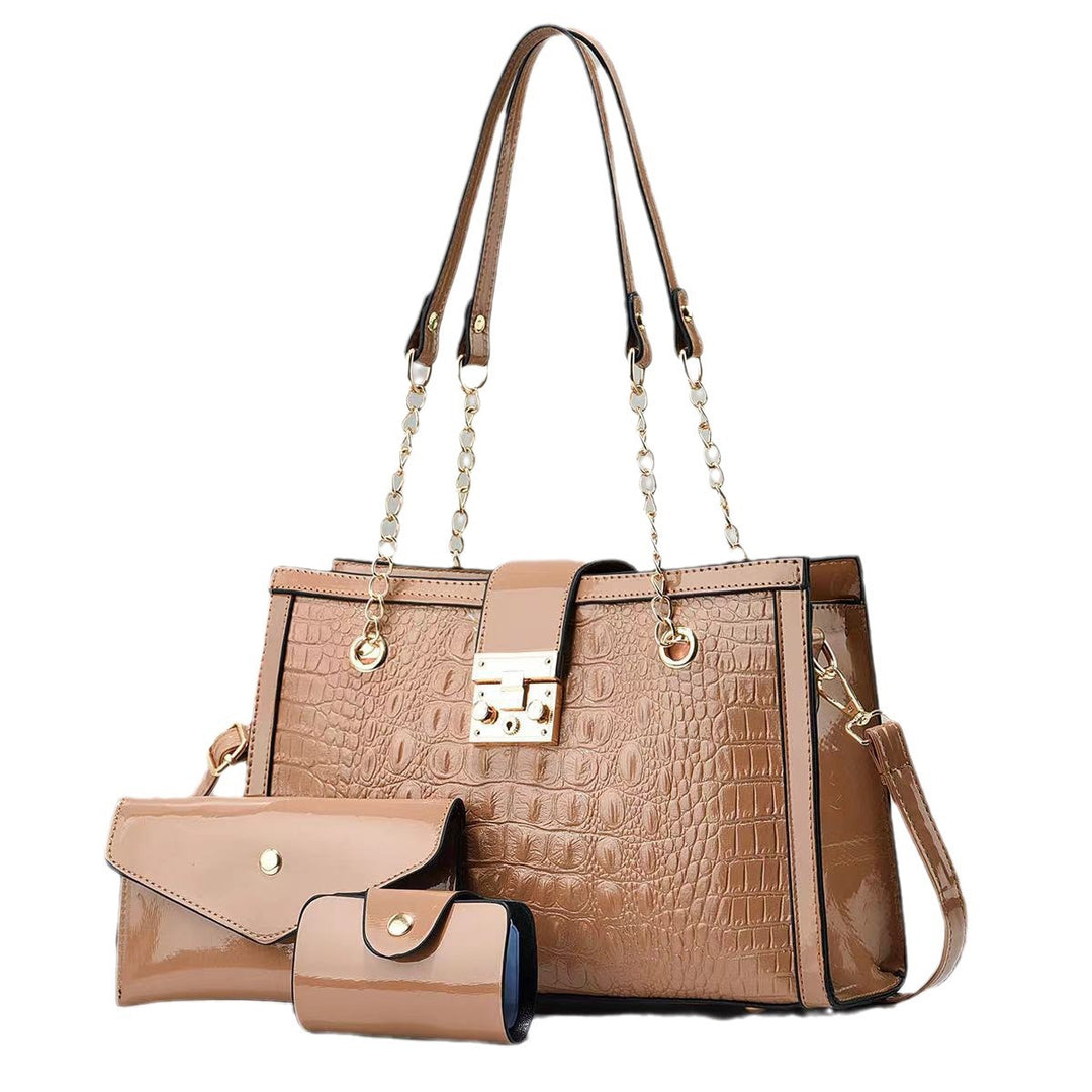 Damen Handtaschen-Set mit exklusiver Kroko-Prägung und abnehmbarer Clutch Nord Taschen