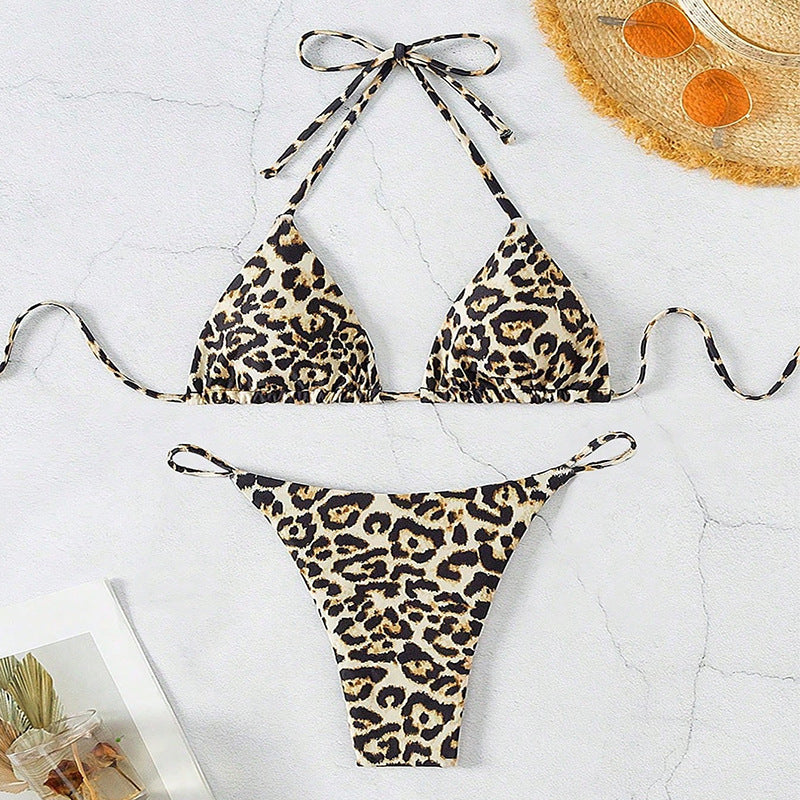 Damen Triangel-Bikini mit modischem Leopardenmuster Nord Taschen