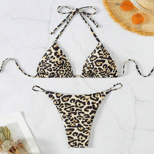 Damen Triangel-Bikini mit modischem Leopardenmuster Nord Taschen
