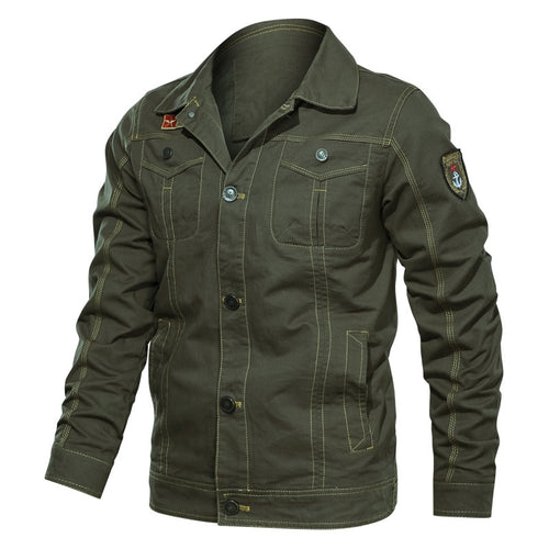 Herren Military‑inspirierte Canvas‑Fieldjacke mit kontrastierenden Ziernähten und Brustklappen Nord Taschen