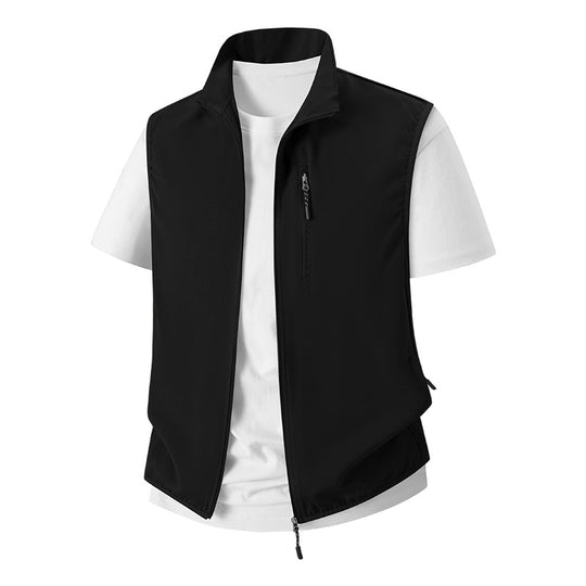 Herren Leichte Softshell-Utility-Weste mit Stehkragen, wasserabweisender Außenlage und Reißverschlusstaschen Nord Taschen