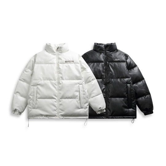 Unisex Kurz geschnittene matte Thermo-Pufferjacke mit minimaler Nahtführung und Tunnelzugsaum Nord Taschen