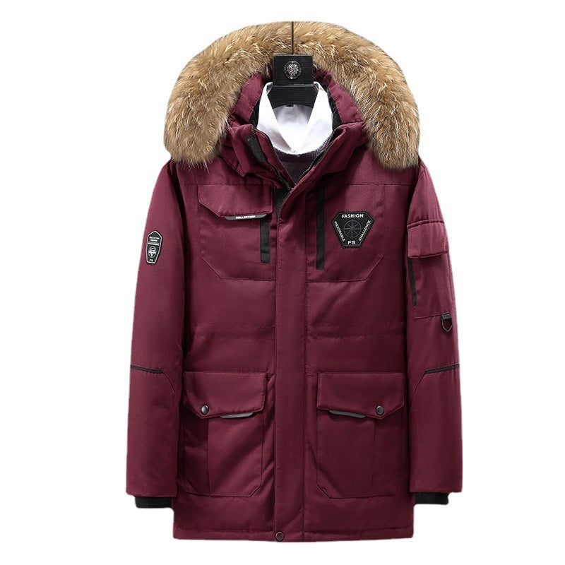 Herren technisch isolierter Winterparka mit abnehmbarer Kunstfellkapuze und multifunktionalen Taschen Nord Taschen