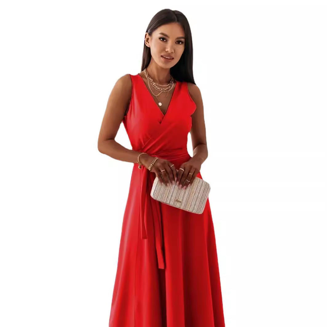 Damen Elegantes Wickelkleid mit verlängertem Saum Nord Taschen