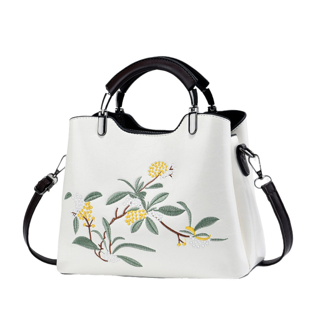 Damen Handtasche mit floraler Stickerei und abnehmbaren Schulterriemen Nord Taschen