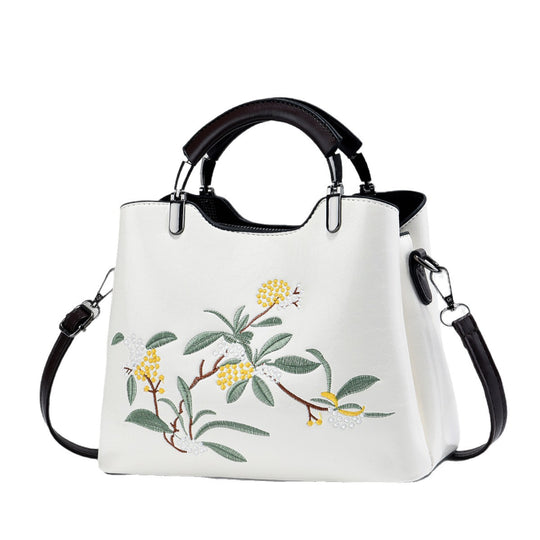 Damen Handtasche mit floraler Stickerei und abnehmbaren Schulterriemen Nord Taschen