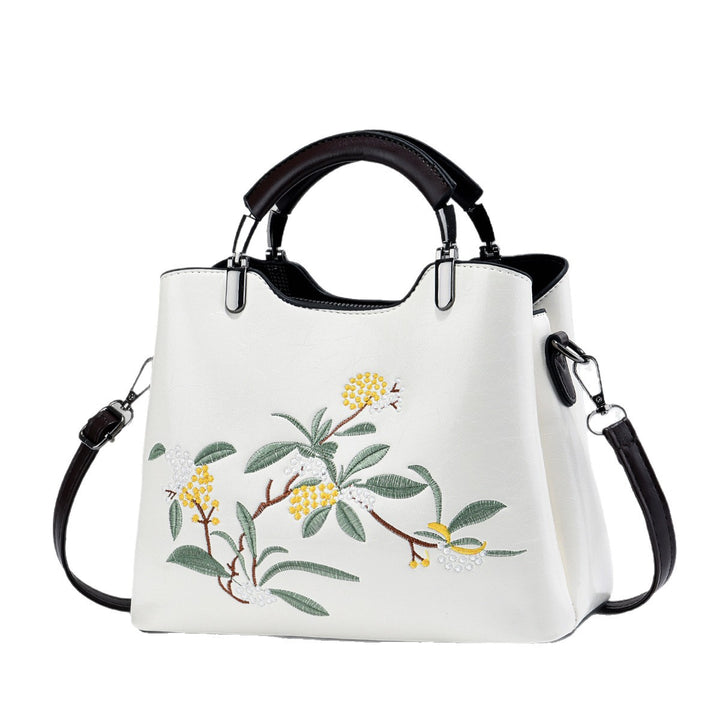 Damen Handtasche mit floraler Stickerei und abnehmbaren Schulterriemen Nord Taschen