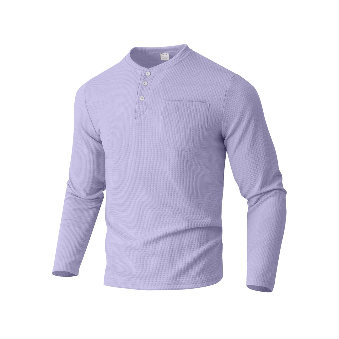 Herren Langarm Henley mit Waffelstruktur und Brusttasche thermisches Langarmshirt Nord Taschen