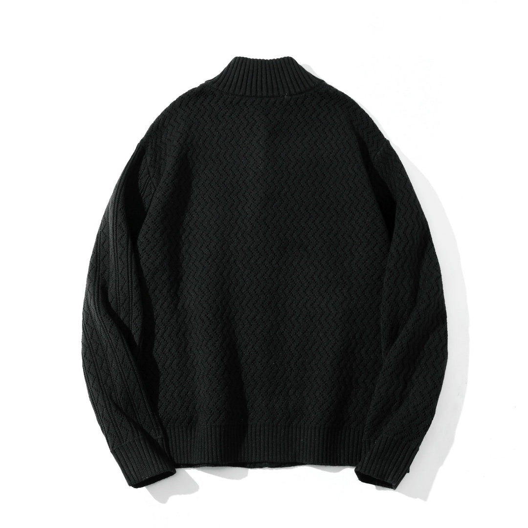 Unisex strukturierte Strick‑Zipjacke mit hohem Rippkragen und Kängurutaschen Nord Taschen