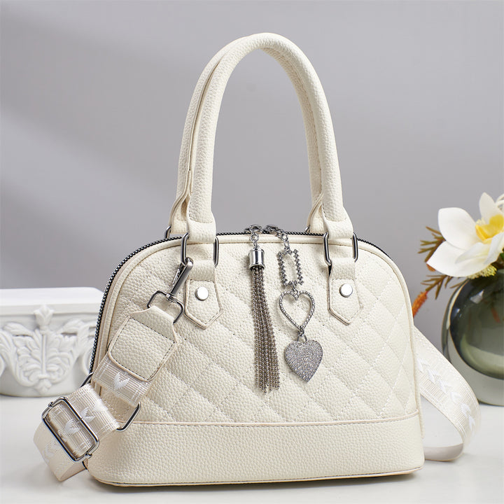 Damen elegante Handtasche mit elegantem Karomuster und modischen Anhängern Nord Taschen