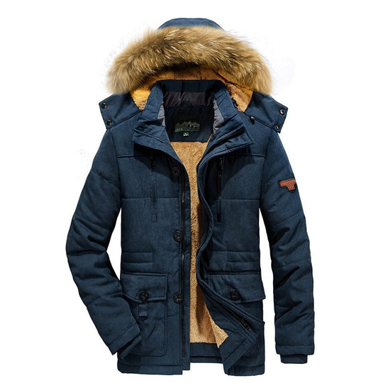 Herren wattierter Parka mit Kunstfellkapuze und Teddyfutter Nord Taschen