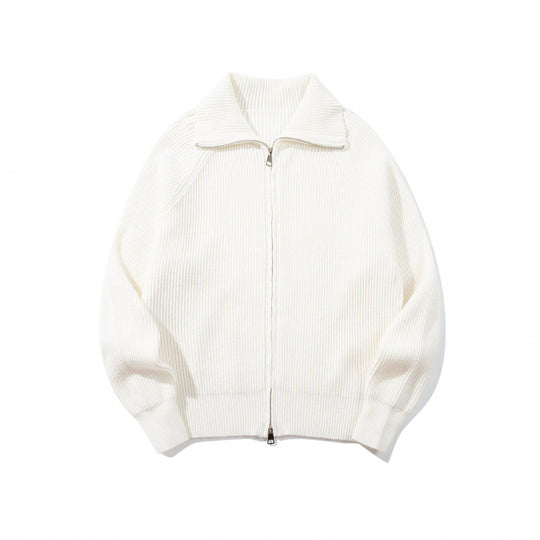 Unisex Grobgerippte Zip-Strickjacke mit Stehkragen, Raglanärmeln und Zwei-Wege-Reißverschluss Nord Taschen