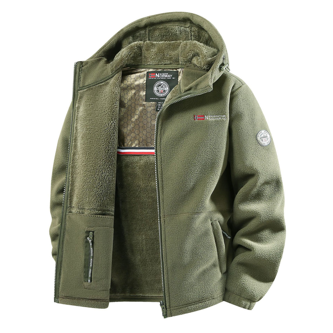Herren Thermo-Fleecejacke mit Teddyfutter, Stehkragen und verdeckten Innentaschen Nord Taschen