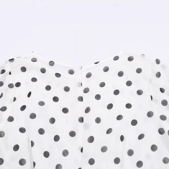 Damen Midikleid im Retro-Punkte‑Look mit taillierter Schnittführung und Ballonärmeln Nord Taschen