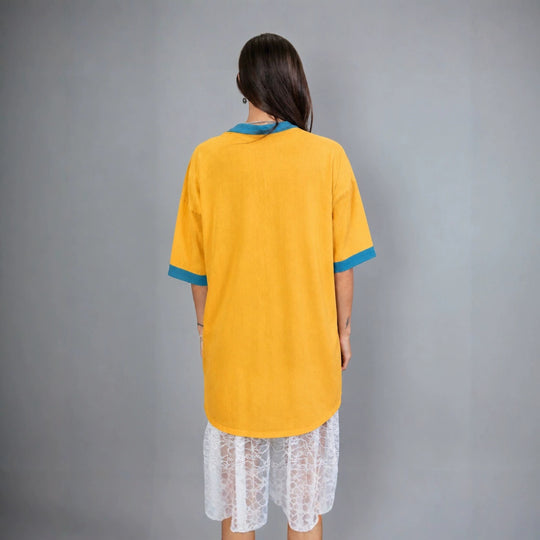 Damen oversized Polo-Tunika mit Kontrastkragen und aufgesetzten Brusttaschen Nord Taschen