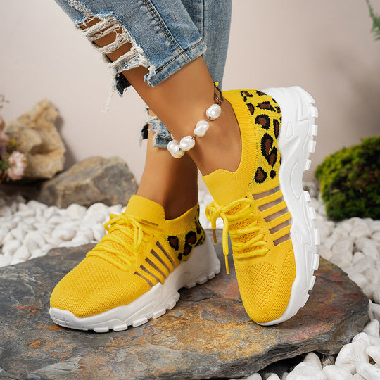 Damen Sportliche Sneakers mit atmungsaktivem Netzdesign und modischem Leopardenmuster Nord Taschen