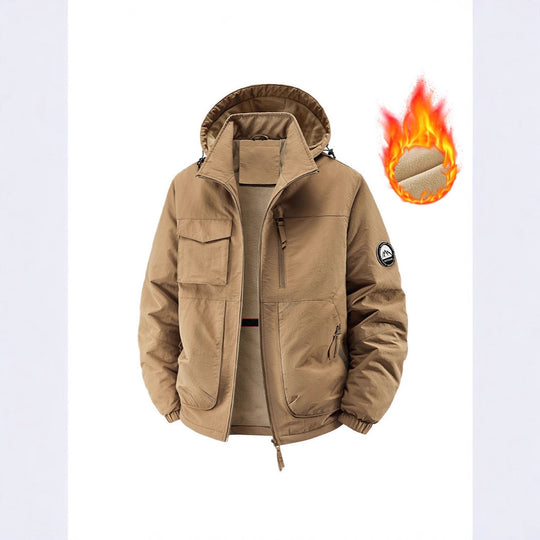 Herren Gefütterte Outdoorjacke mit Fleece-Innenfutter und multifunktionalen Utility-Taschen Nord Taschen