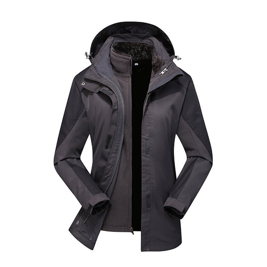 Damen zweilagige Softshelljacke mit herausnehmbarer Teddyfleece-Innenjacke und verstellbarer Kapuze Nord Taschen