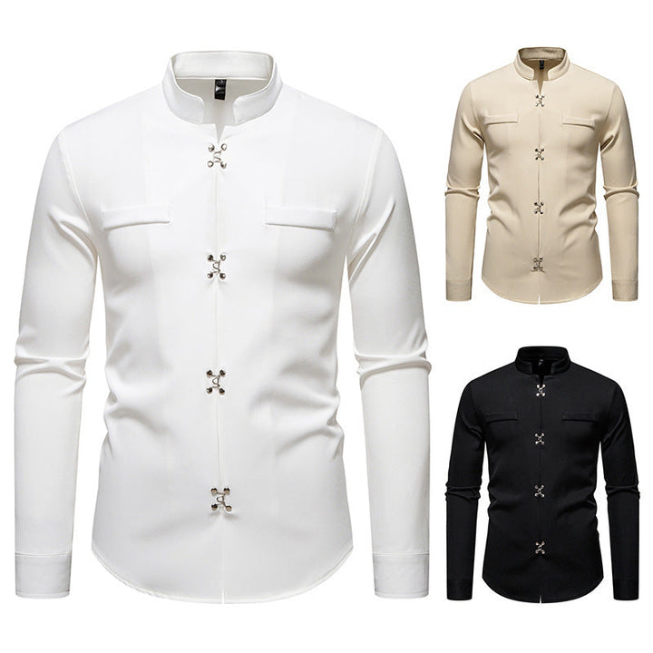 Herren Hemd mit asiatischem Knopfdesign Nord Taschen