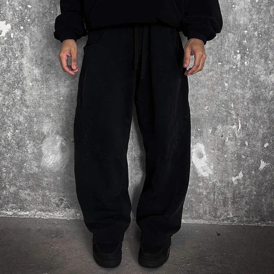 Herren nan Oversize-Freizeitjogger mit geschwungenen Nahtdetails, Kordelzugbund und elastischen Beinabschlüssen Nord Taschen