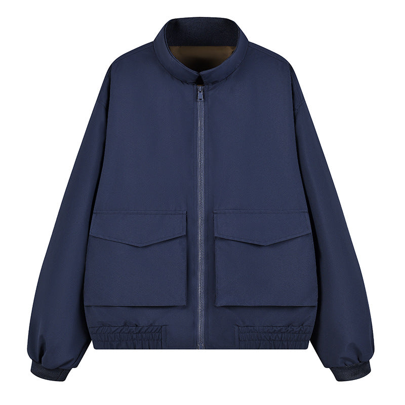 Herren Boxy Utility‑Bomberjacke mit großen Pattentaschen, Stehkragen & Reißverschluss Nord Taschen