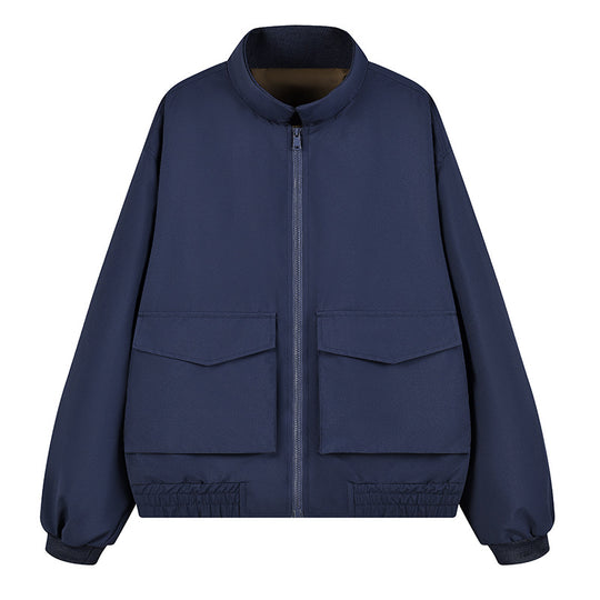 Herren Boxy Utility‑Bomberjacke mit großen Pattentaschen, Stehkragen & Reißverschluss Nord Taschen
