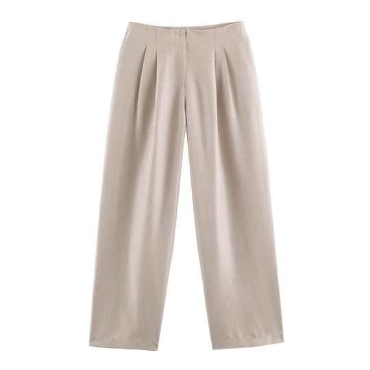 Damen Hochtaillierte Bundfalten-Hose mit weitem Bein Nord Taschen
