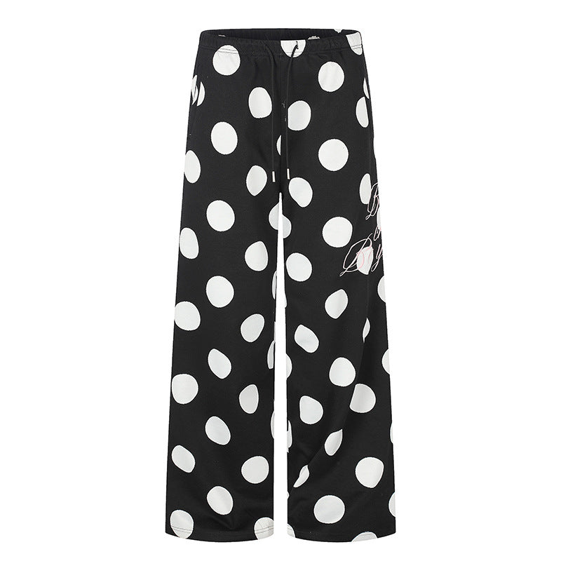 Damen Weite Palazzo-Loungehose mit Komfortbund und Punktmuster Nord Taschen