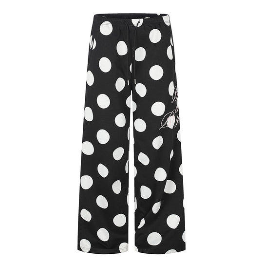 Damen Weite Palazzo-Loungehose mit Komfortbund und Punktmuster Nord Taschen