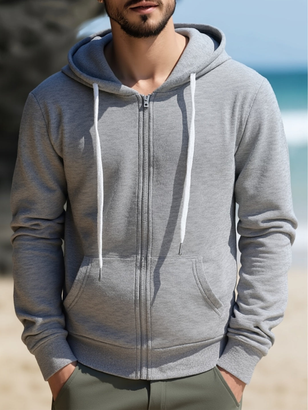 Herren Kapuzen‑Sweatjacke mit durchgehendem Reißverschluss, Kängurutaschen & weichem Futter Nord Taschen