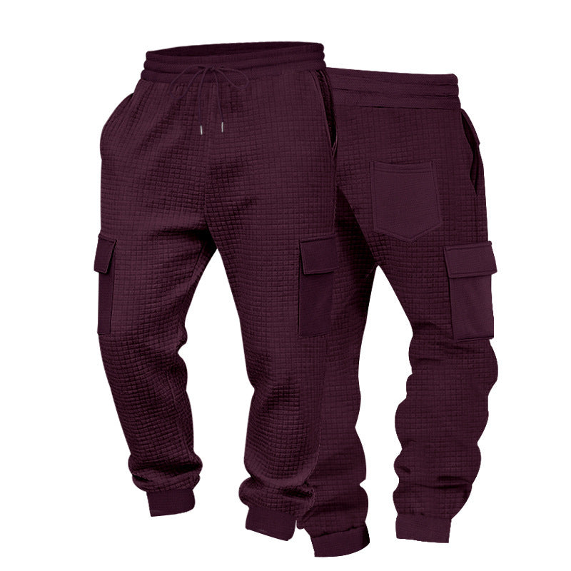 Herren Texturierte Waffel-Cargo-Jogginghose mit elastischem Bund und Multifunktions-Taschendesign Nord Taschen
